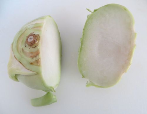Kohlrabi in half