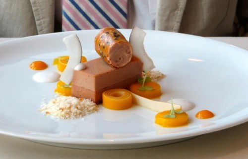 Mango, coconut, foie gras at Olivo