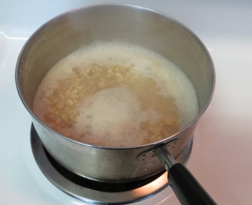 Oatmeal simmering on stove